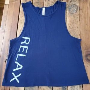 Lorna Jane Navy & White Muscle Tank Top ♡ Medium